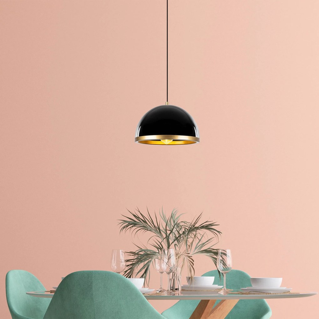 Chandelier Fenerci – Preto e Dourado – 30 x 30 x 21 cm