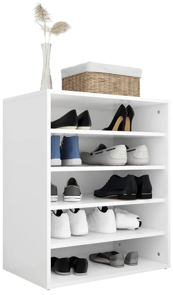 Armário para sapatos 60x35x70 cm contraplacado branco brilhante