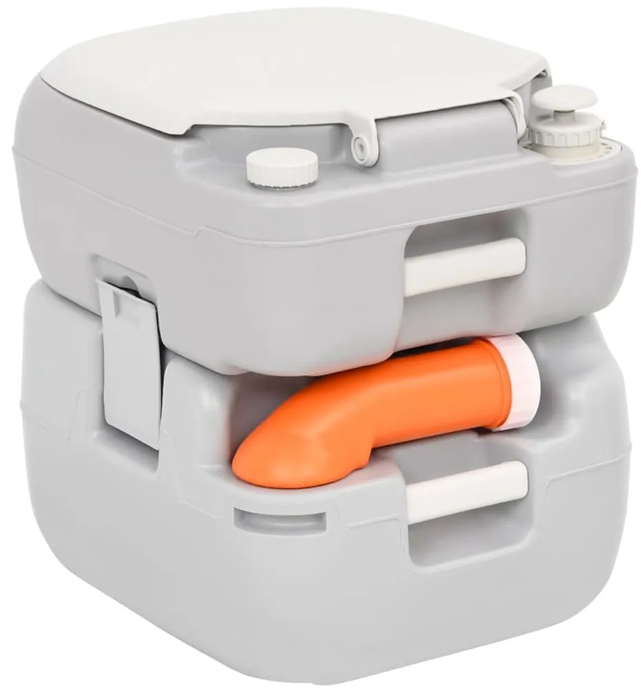 Sanita portátil p/ campismo 22+12 L PEAD cinzento e branco
