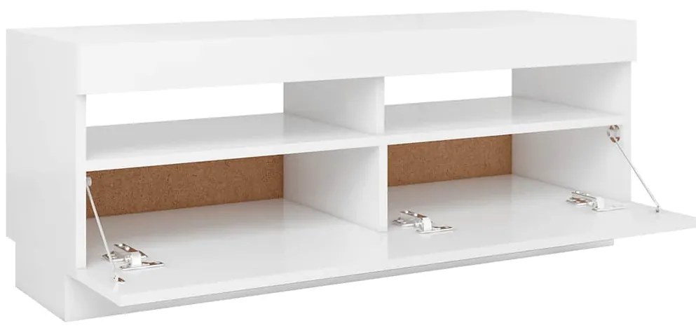 Móvel de TV com luzes LED 100x35x40 cm branco