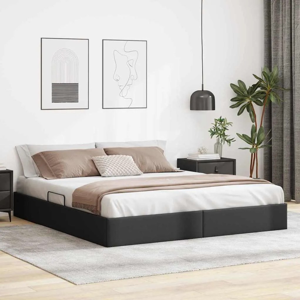 vidaXL Cama com Armazenamento Preto 180 x 200 cm Couro sintético