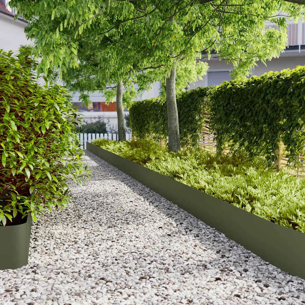 vidaXL Orlas relva 10 pcs verde azeitona 25x103 cm aço laminado a frio