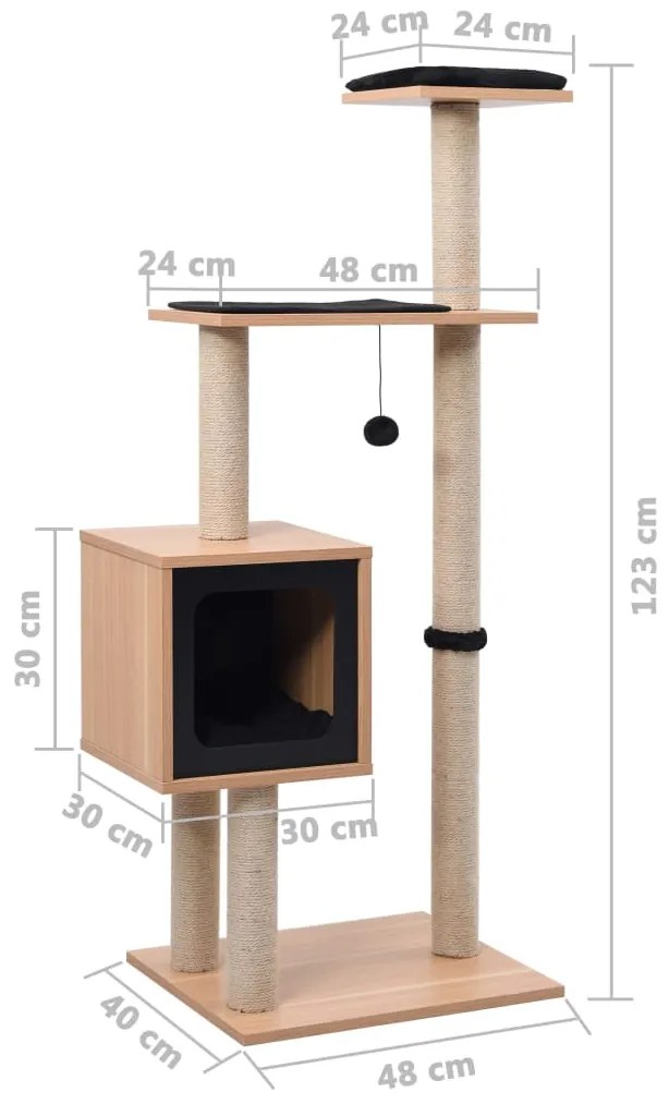 Árvore para gatos c/ tapete arranhador sisal 123 cm