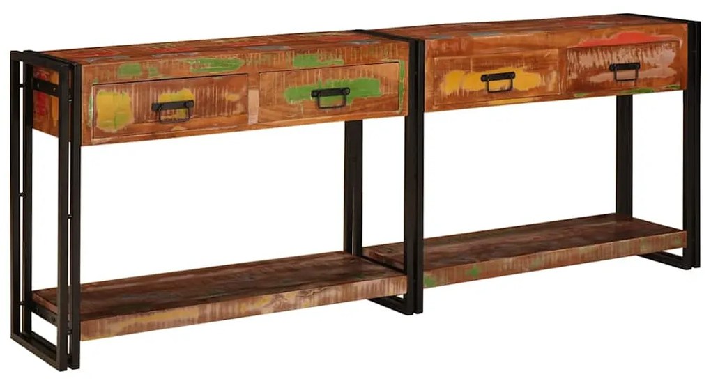 Mesas consola 2 pcs Multicolor Madeira recuperada maciça