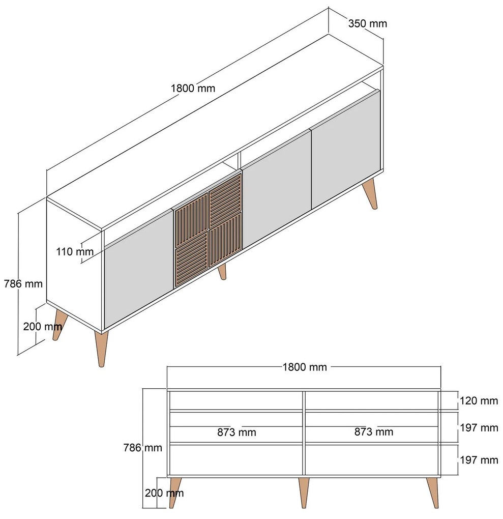Console Milan – Branco – 180x78x35 cm