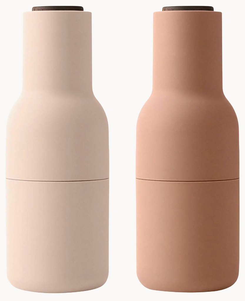 Saleiro e pimenteiro de designer com tampa em madeira de nogueira Bottle Grinder, 2 uni.