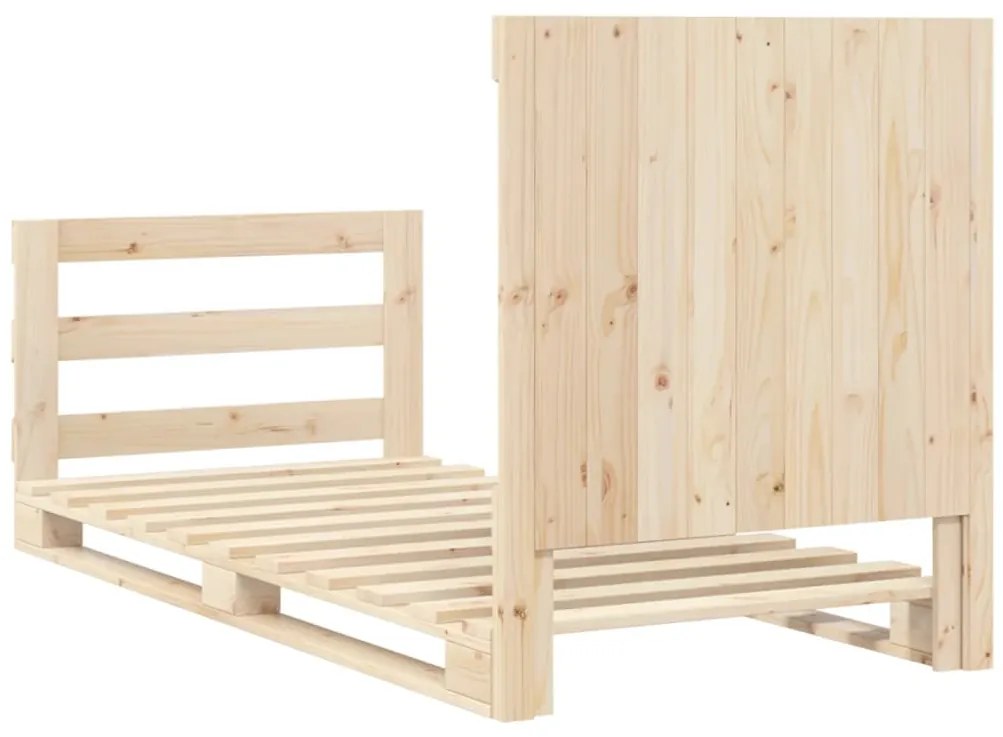 Estrutura de cama com cabeceira 90x200 cm pinho maciço