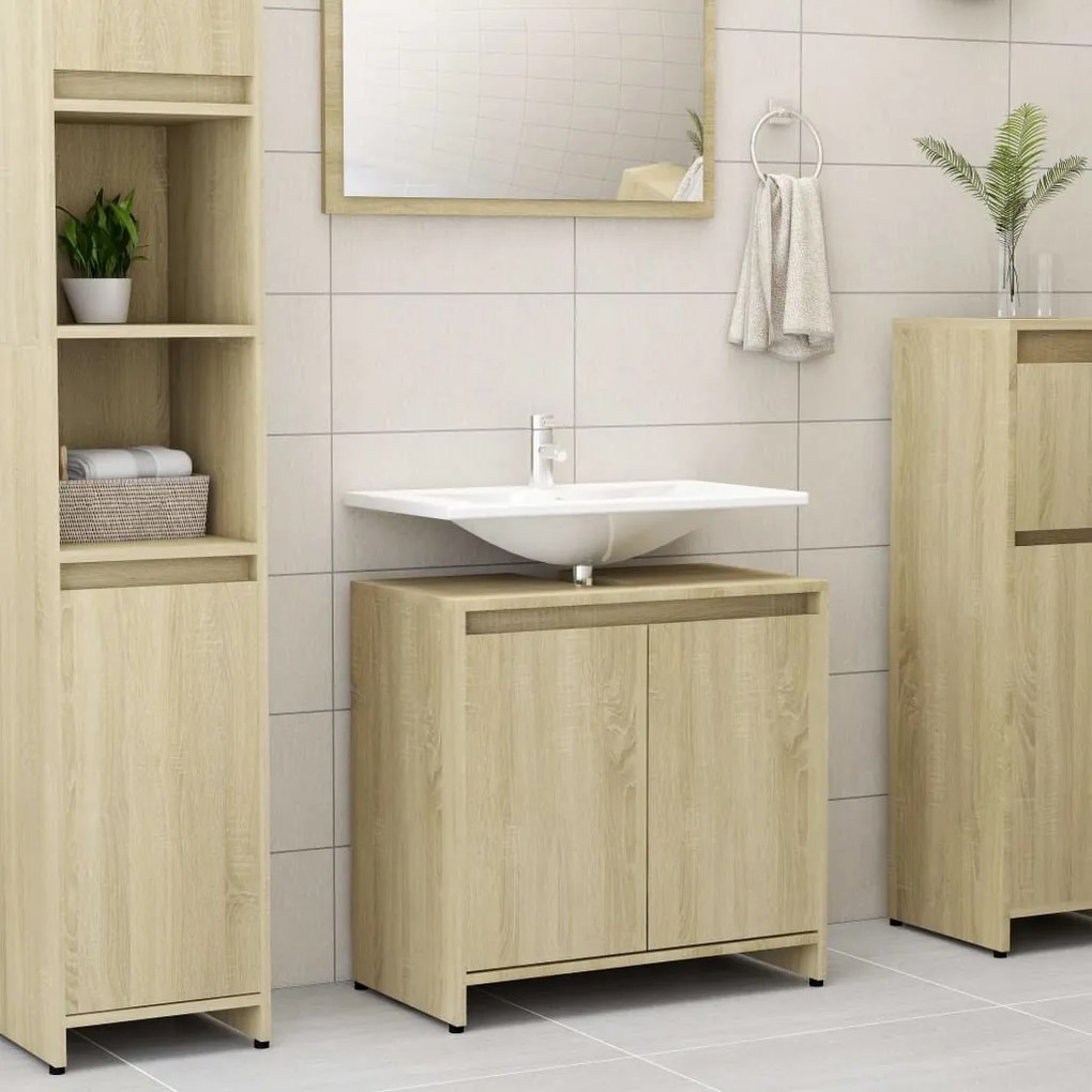 802645 vidaXL Armário casa de banho 60x33x61 cm contrapl. carvalho sonoma