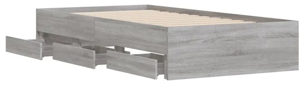 Estrutura de cama c/ gavetas derivados madeira cinza sonoma