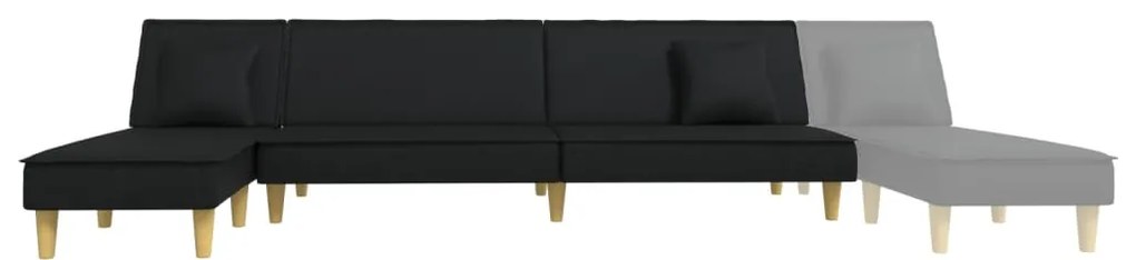 Sofá-cama em forma de L 279x140x70 cm tecido preto