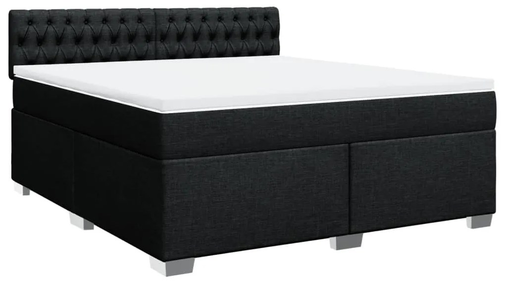 Cama com molas/colchão 180x200 cm tecido preto
