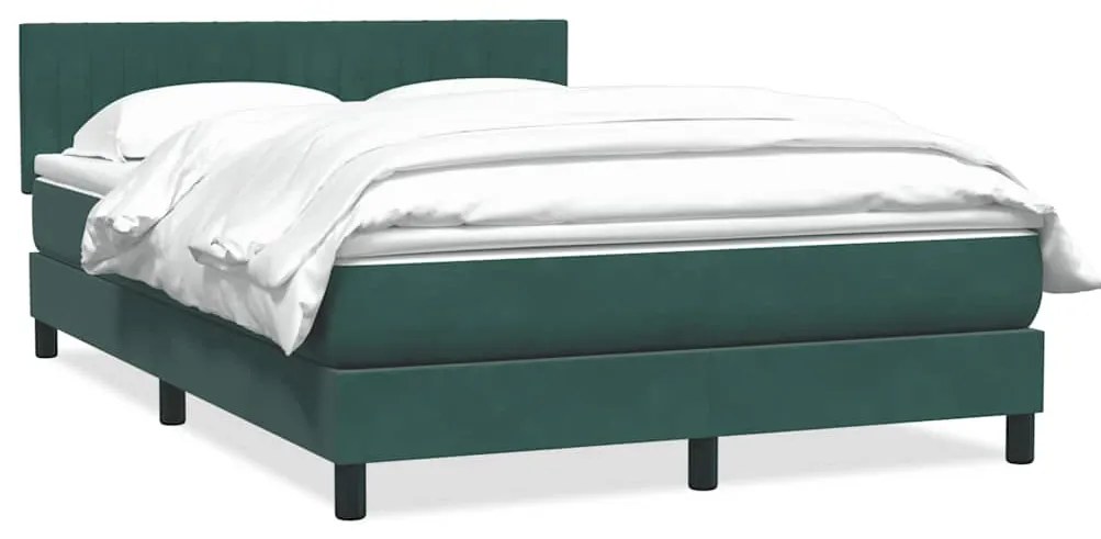 vidaXL Cama box spring com colchão 160x210 cm veludo verde escuro