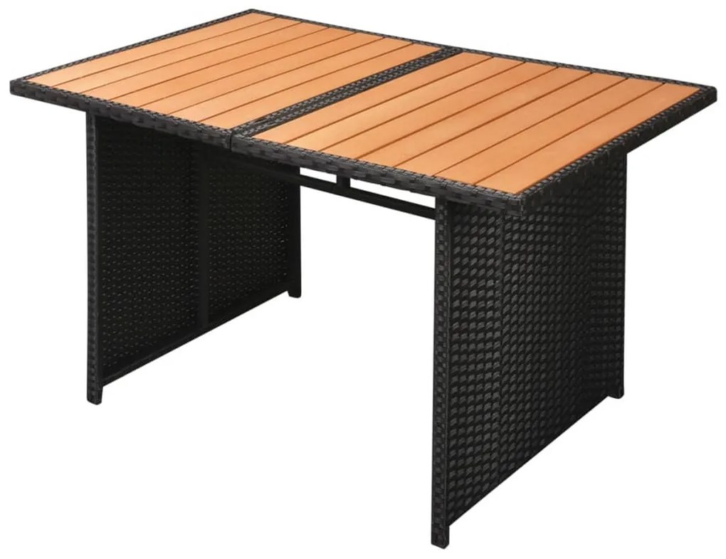 10 pcs conjunto lounge de jardim c/ almofadões vime PE preto