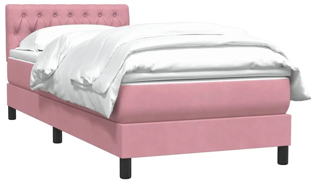 Cama com molas/colchão 100x220 cm veludo Rosa