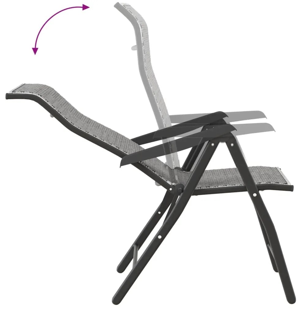 Cadeiras de jardim dobráveis 2 pcs vime PE cinzento