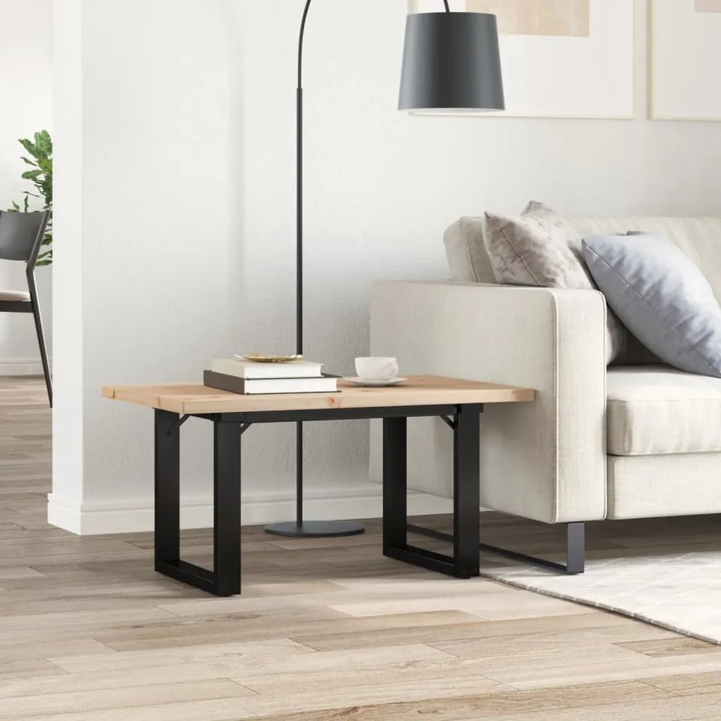 Mesa de centro estrutura em O 80x50x40,5 cm pinho/aço