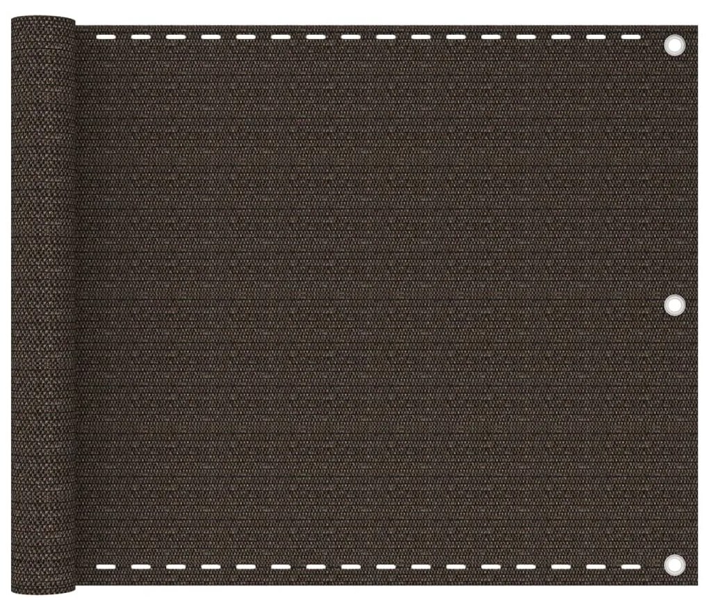 vidaXL Tela de varanda 75x600 cm PEAD castanho