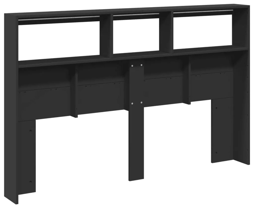 Armário de cabeceira com luzes LED 160x17x102 cm preto