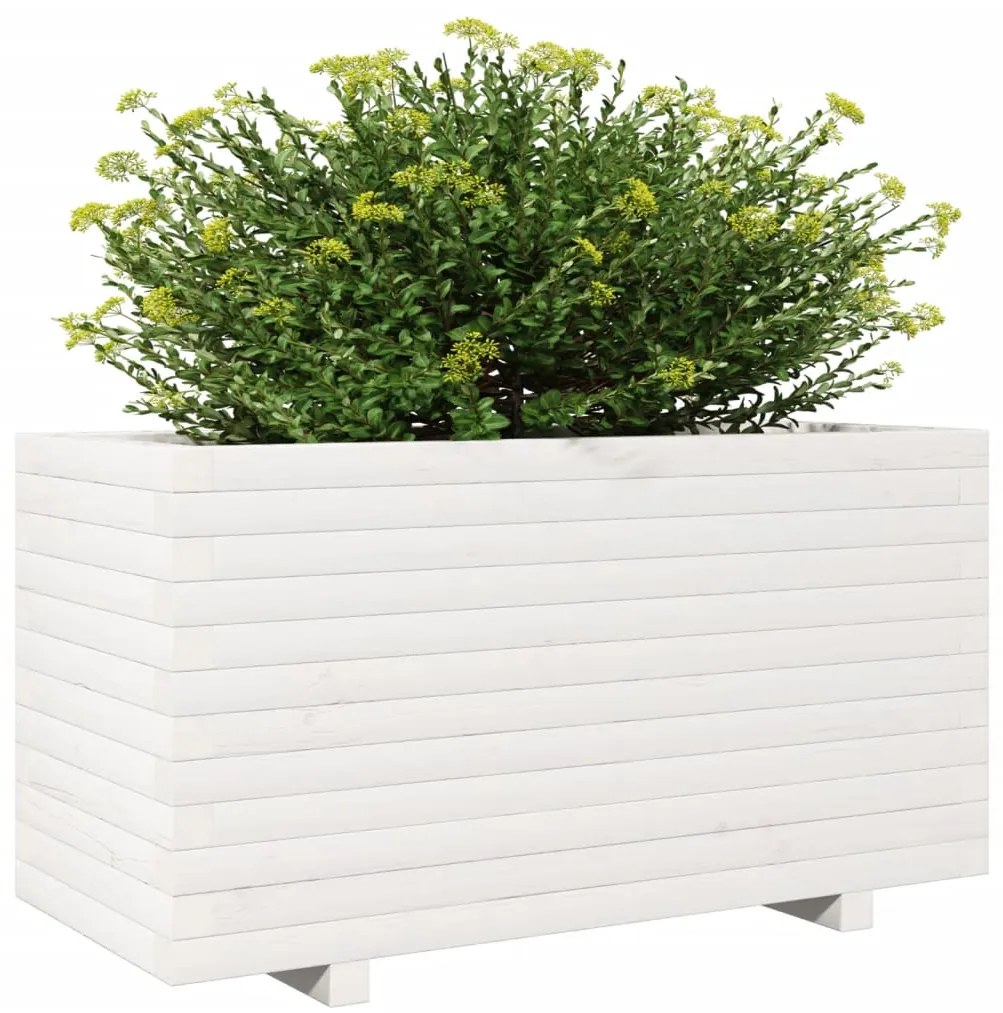 Vaso/floreira de jardim 90x90x49,5 cm pinho maciço branco