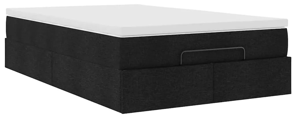 Estrutura de cama otomana com colchão preto 120x190 cm tecido