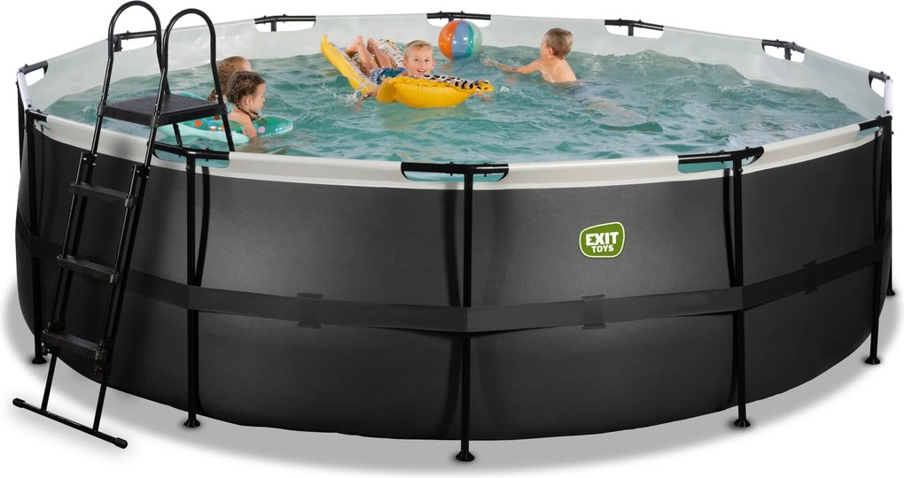 Piscina redonda Black Leather ø450x122cm com bomba de filtro de areia - preta