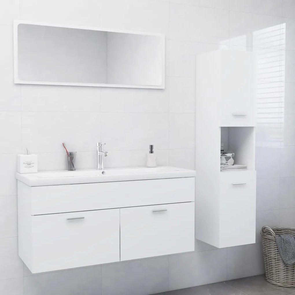 vidaXL Conjunto de móveis de casa de banho contraplacado branco