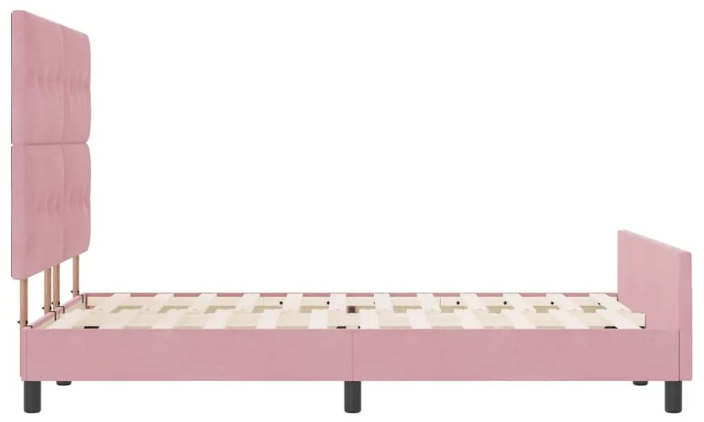 Cama de Veludo Rosa vidaXL 140x190 cm