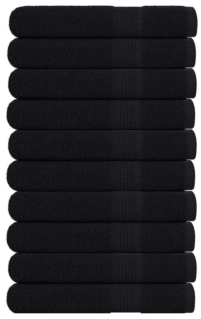 vidaXL Toalhas 10 pcs FROGN 100x200 cm 100% algodão preto
