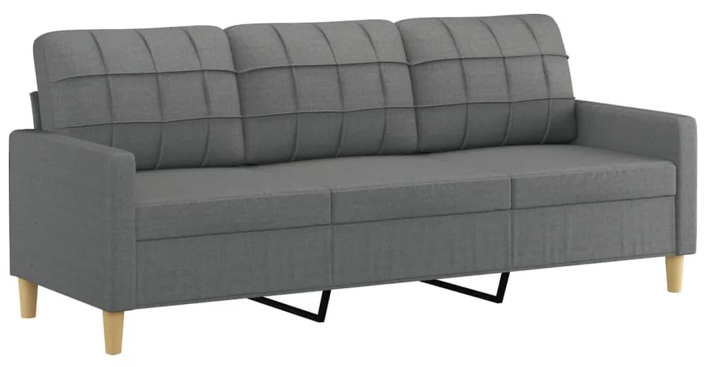 4 pcs conjunto de sofás com almofadas tecido cinzento-escuro