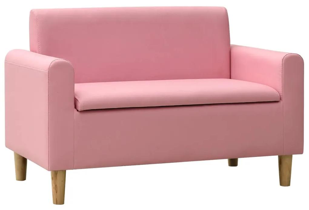 Sofá infantil de 2 lugares couro artificial rosa