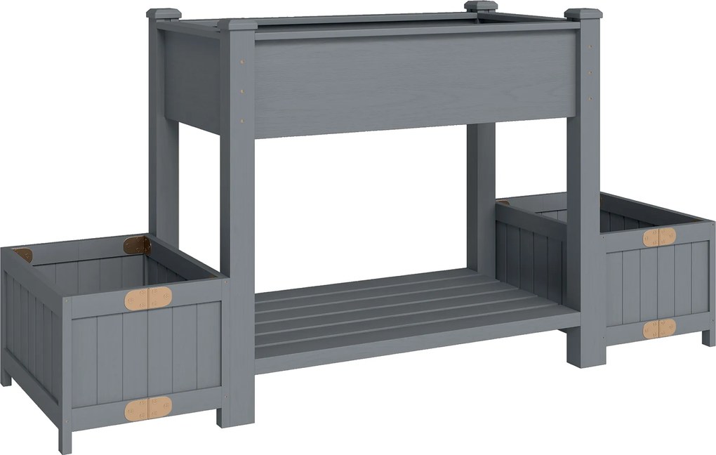 Outsunny Canteiro Elevado para Horta Jardineira com Prateleira 149x46x76 cm Cinza | Aosom Portugal