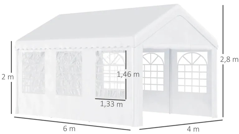 Tenda de Jardim com Janelas em Aço - 4x6m