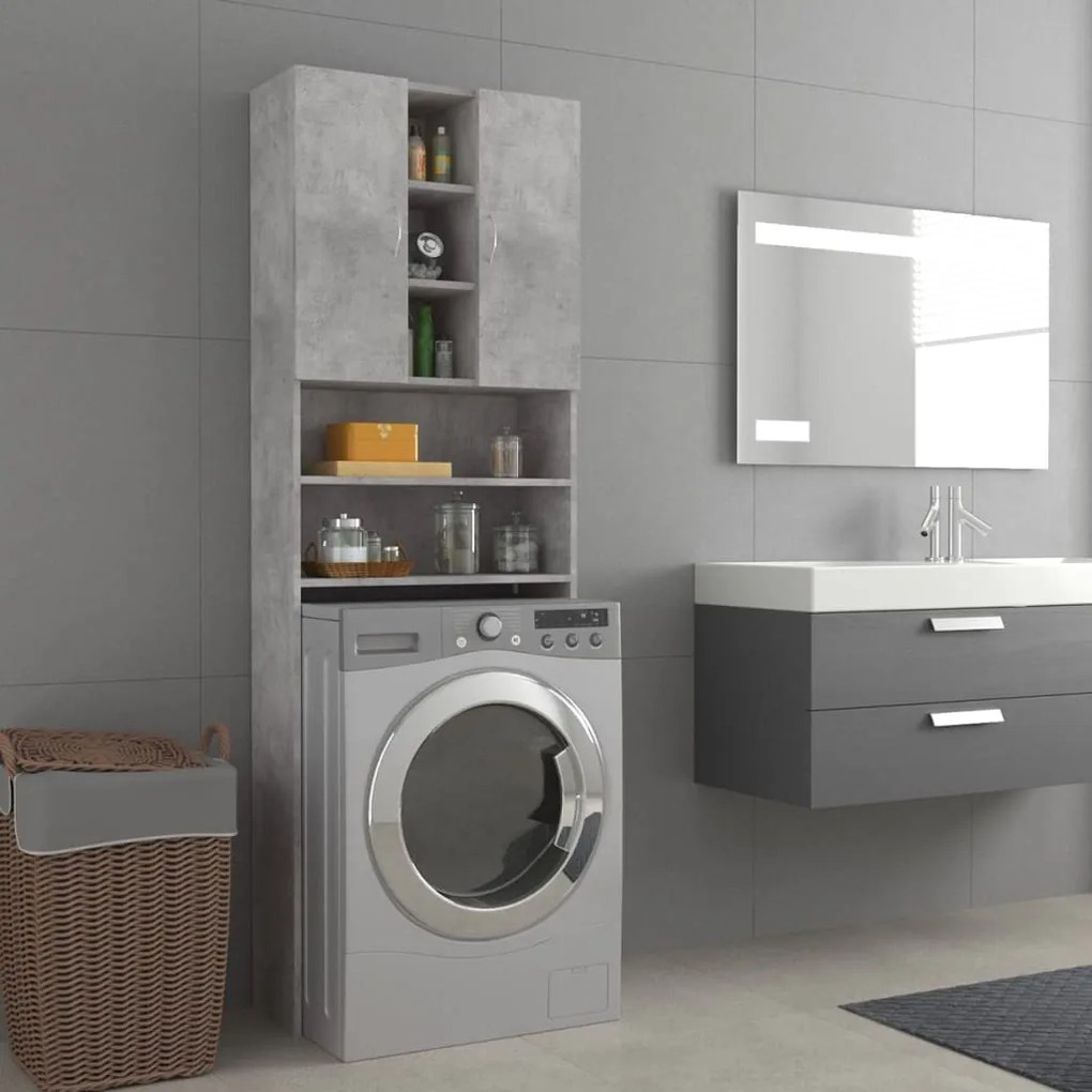 808426 vidaXL Armário máquina de lavar roupa 64x25,5x190 cm cinzento-cimento