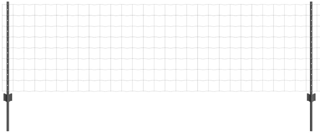 vidaXL Cerca e Poste Cinzeto 0,8 x 25 m Aço