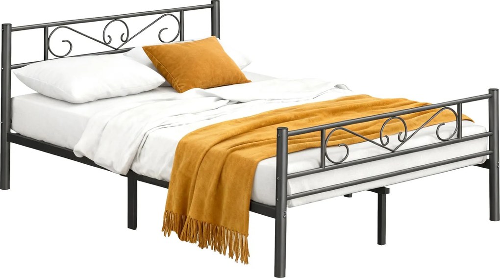 Cama metálica 160 x 200 cm (COLCHÃO NÃO INCLUIDO), estrutura de cama preta
