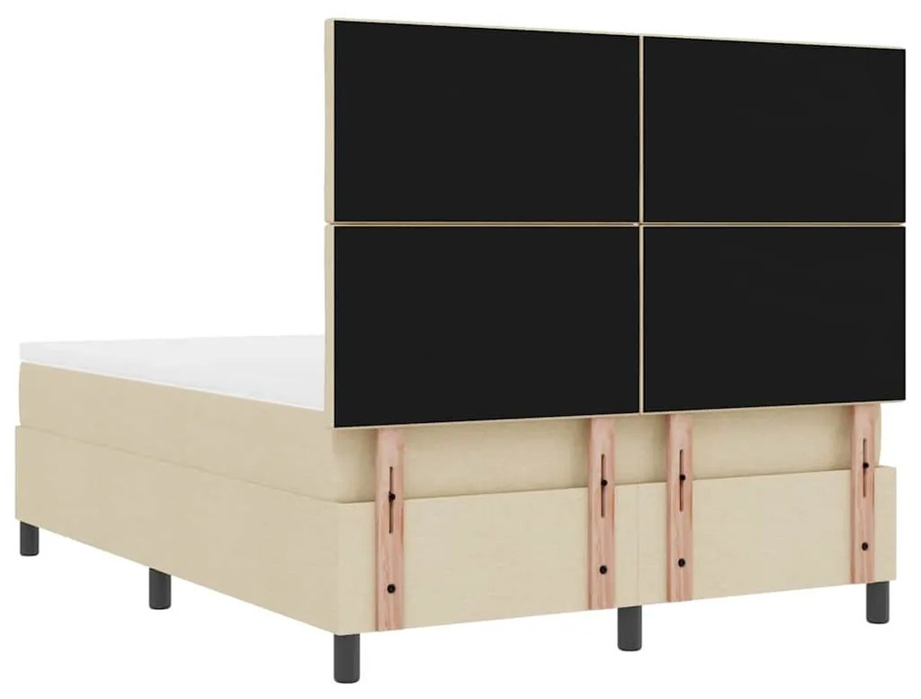 Cama Box com Colchão e Luz LED Creme, 140 x 200 cm, Tecido