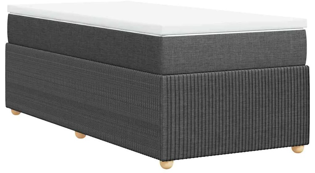 Cama com molas/colchão 100x200 cm tecido cinza-escuro