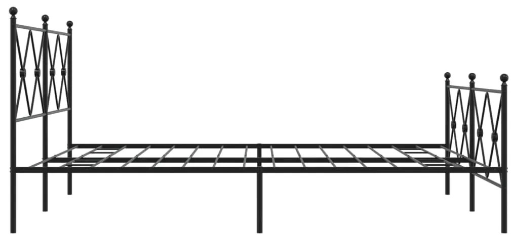 Estrutura de cama com cabeceira e pés 150x200 cm metal preto