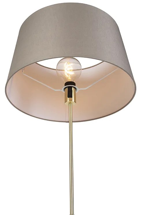 Candeeiro de pé dourado/latão com abajur de linho bege 45 cm - Parte Country / Rústico
