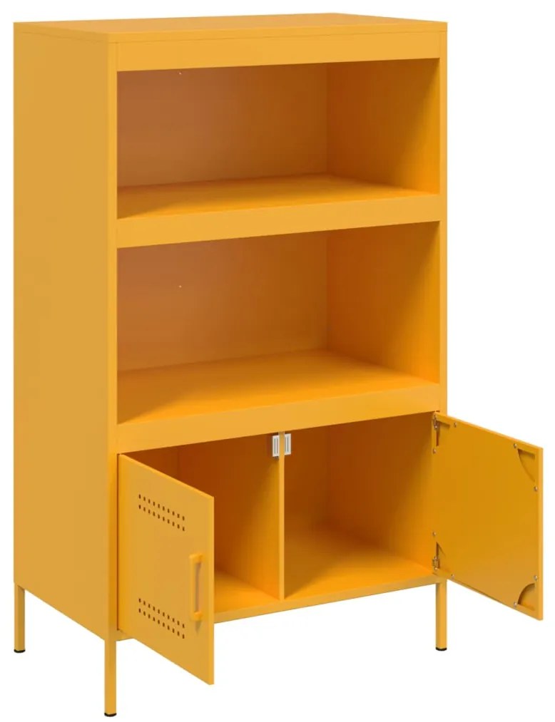 Aparador alto 68x39x113 cm aço amarelo mostarda