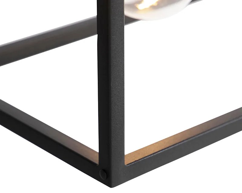 Candeeiro de suspensão retangular moderno preto 5 luzes - Cage Moderno
