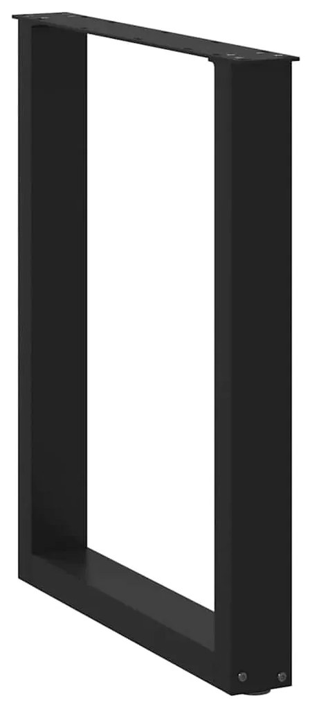 Pés de mesa de jantar em forma de U, 2 peças, preto, 60x(72-73) cm, aç