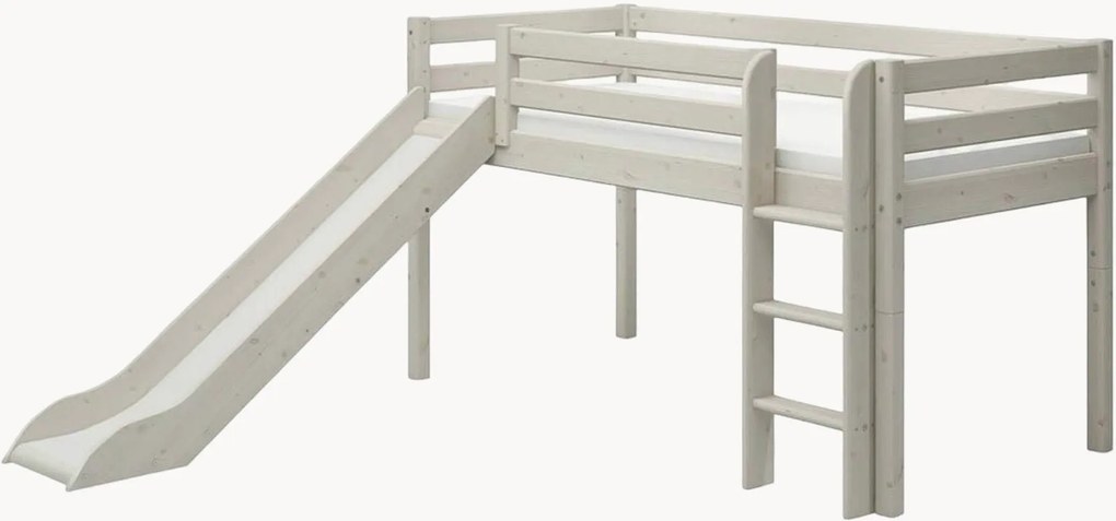 Cama alta para crianças em madeira de pinho com escorrega Classic