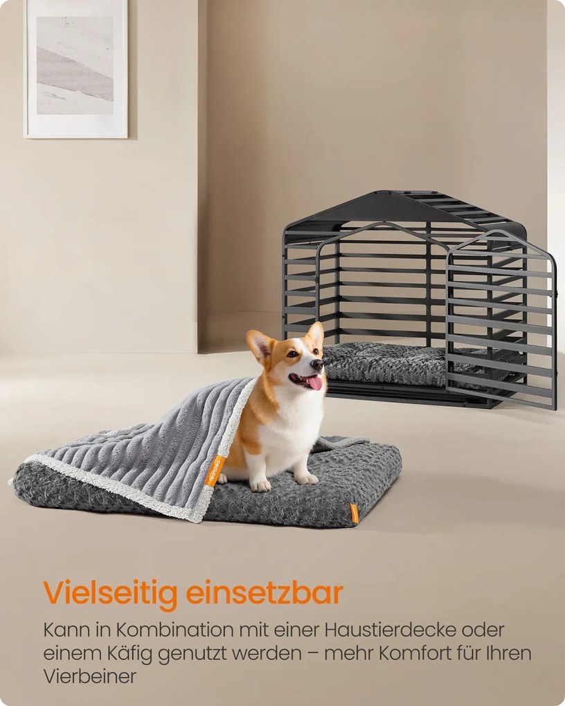 Cama para cães L 95 x 60 cm com estofamento macio cinza ardósia