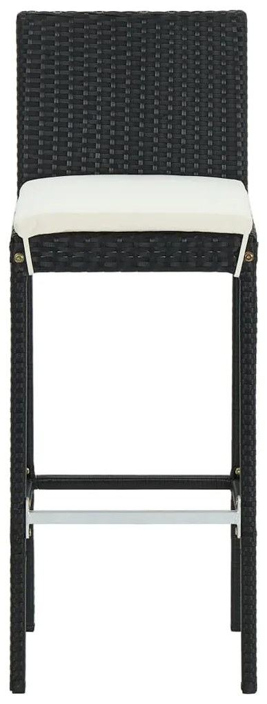 3 pcs conjunto bar de jardim com almofadões vime PE preto