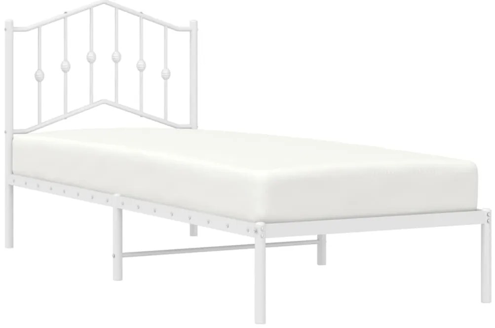 Estrutura de cama com cabeceira 90x190 cm metal branco