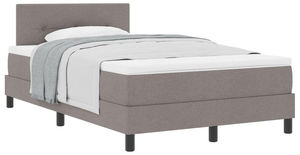 Cama Box Spring com Colchão Taupe 120x190 cm em Tecido