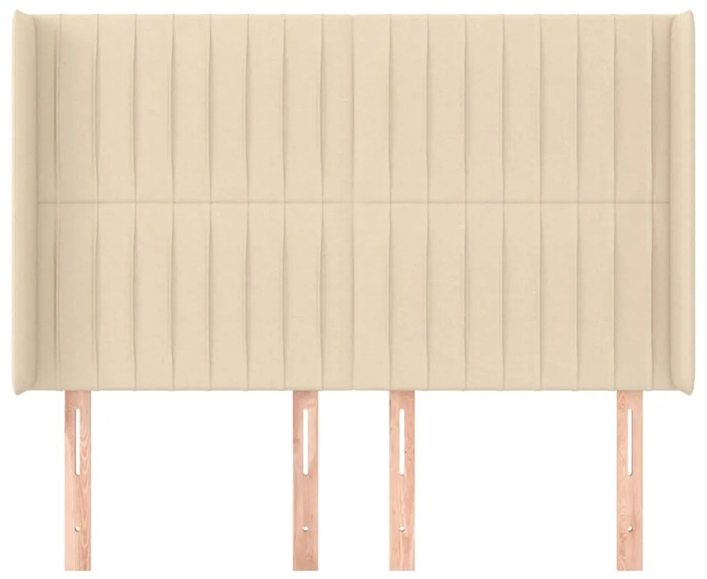 Cabeceira de cama c/ abas tecido 147x16x118/128 cm creme