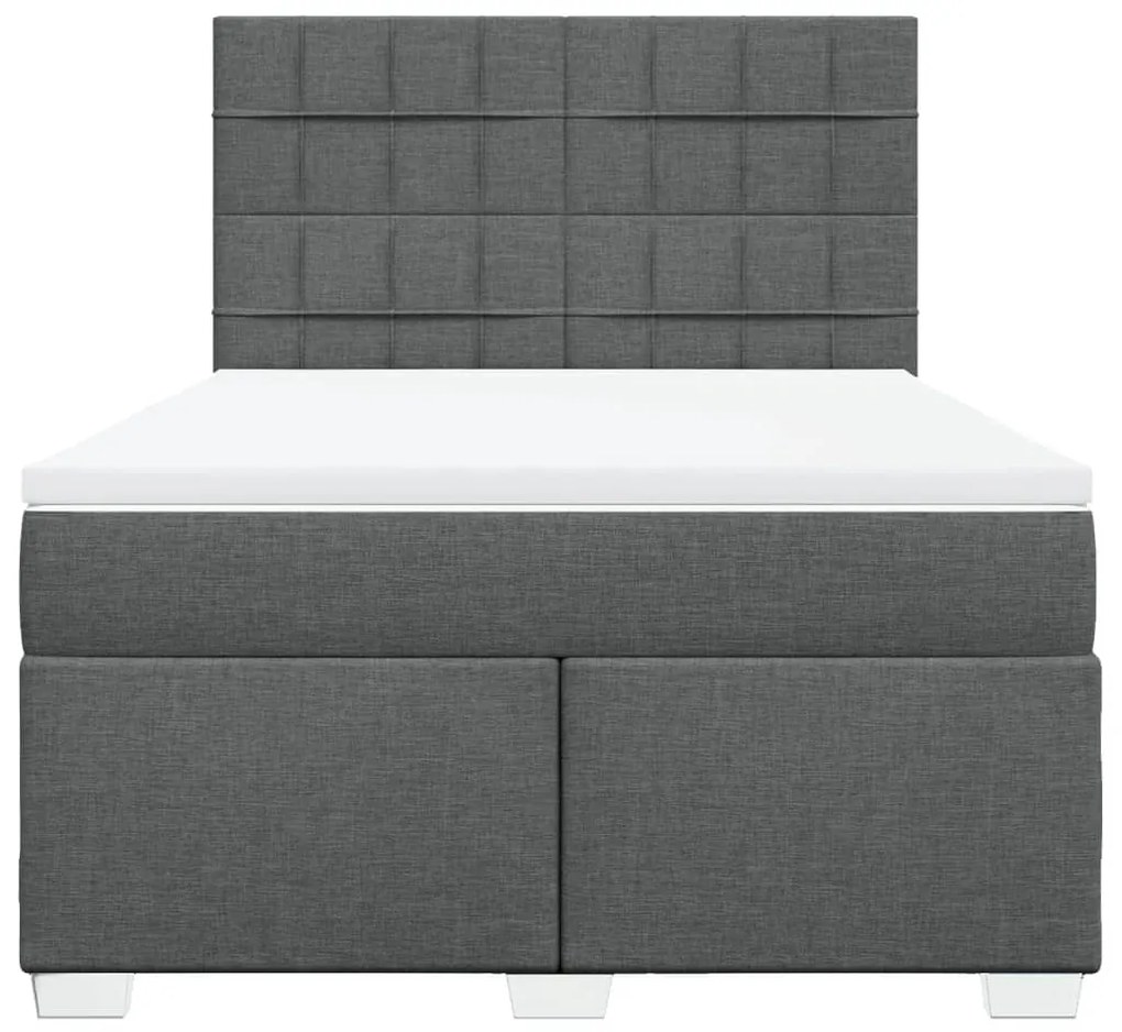 Cama com molas/colchão 140x190 cm tecido cinzento-escuro