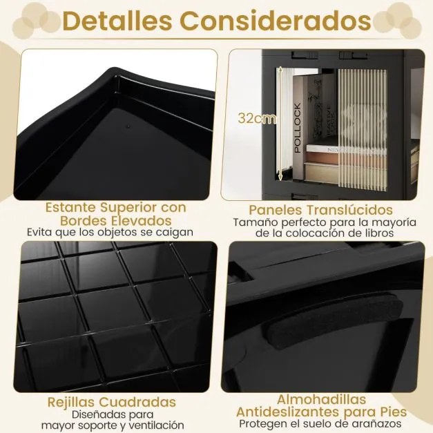 Estante com base giratória giratória 360° com 5 níveis 36,5 x 36 x 174 cm em Plástico dobrável com prateleiras Preta